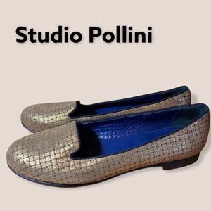 Studio Pollini Gold Leather Flats 38 6.5
